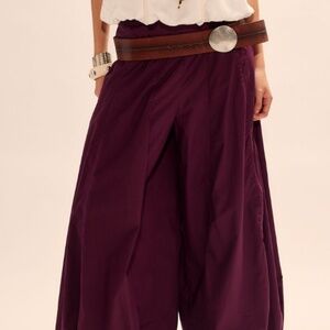 Free People Bubble Pop Cropped Balloon Pants Fig Mid Rise Pockets